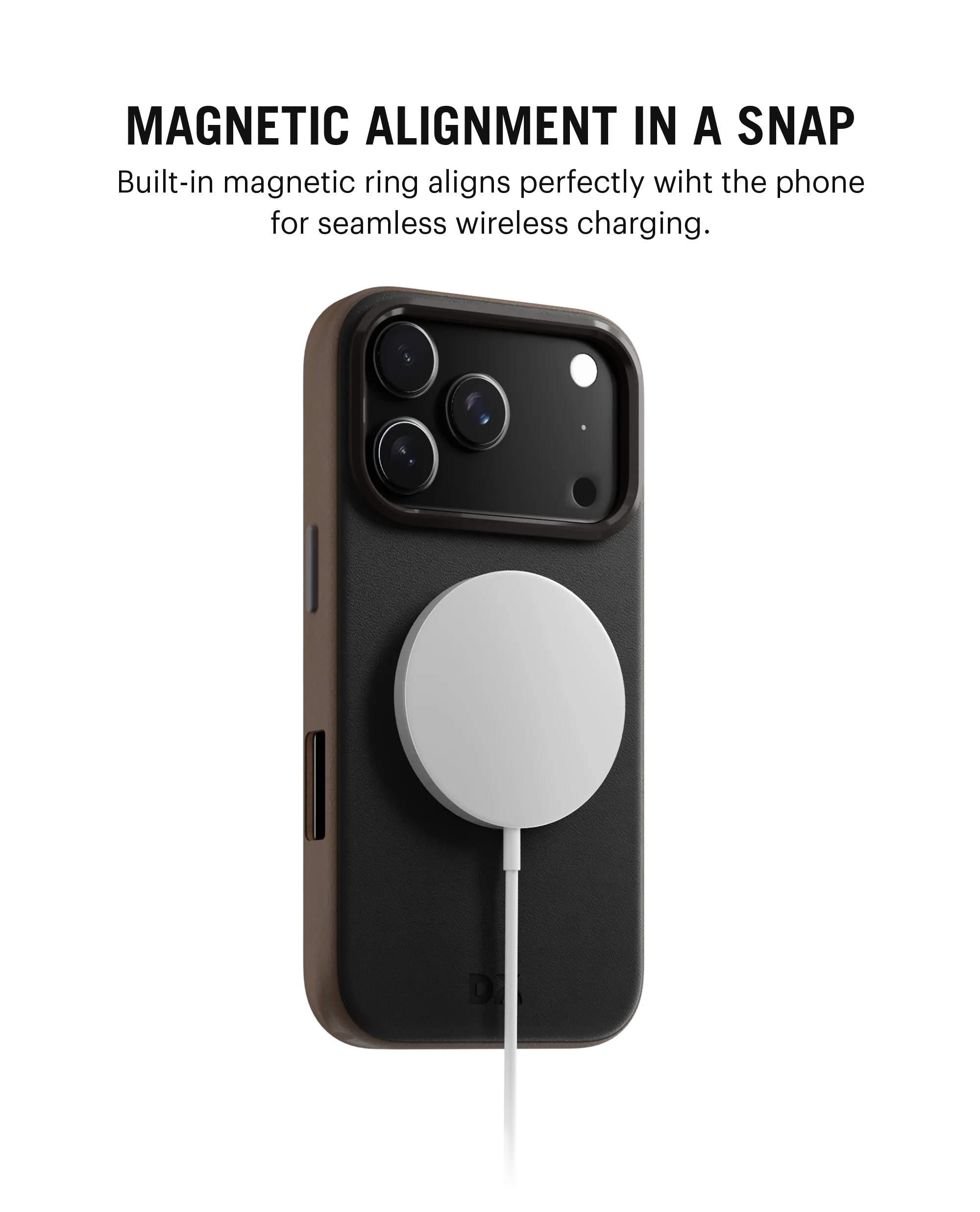 Black-Beige Leatherite MagSafe Phone Case Cover for iPhone 17 Pro - Image 7