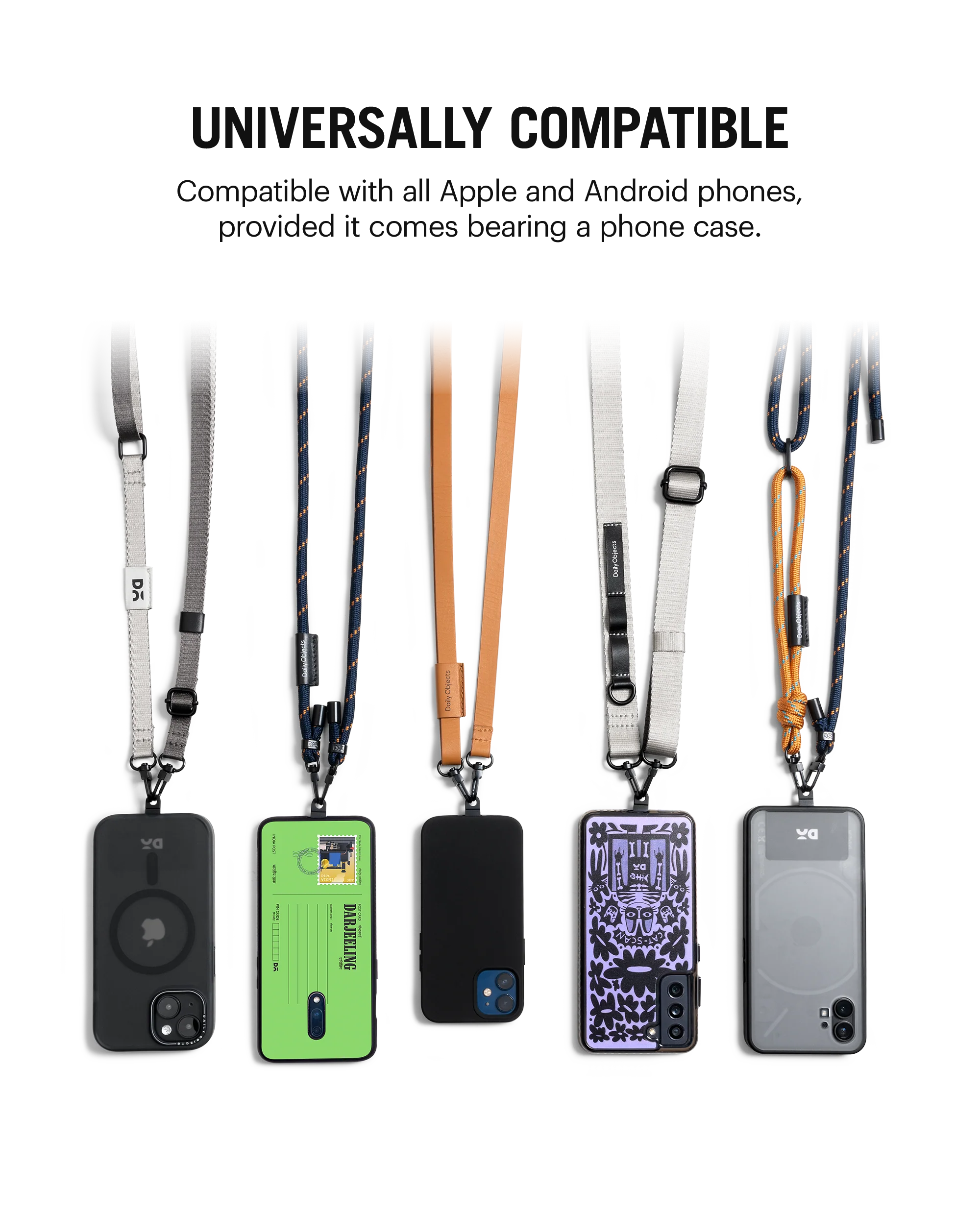 Black Leather Crossbody Phone Lanyard - Strap - Image 6