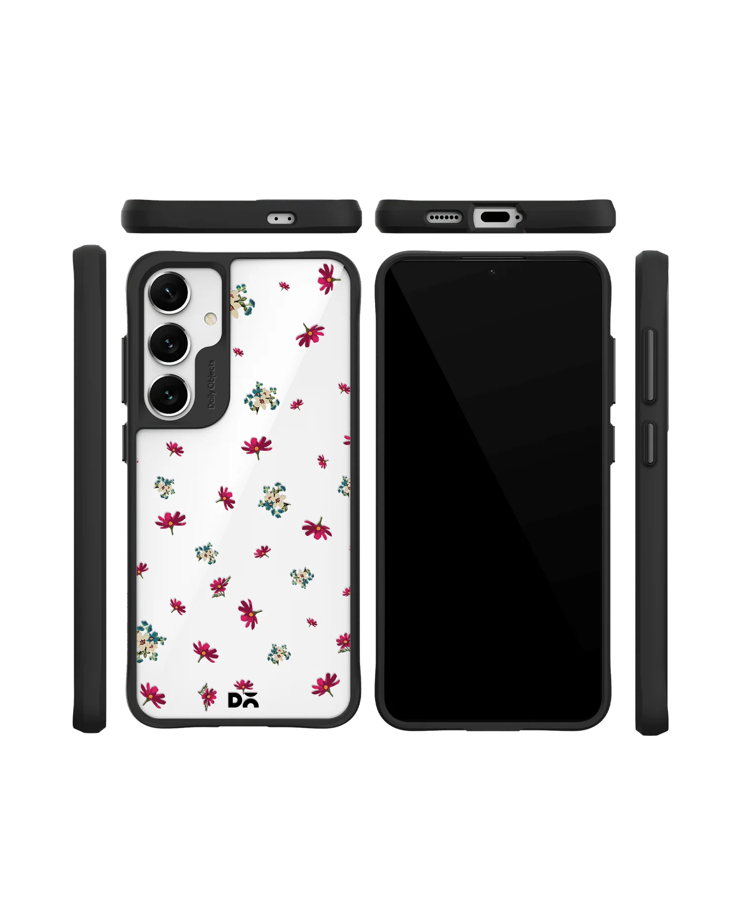 Floating Flowers Black Hybrid Clear Case Cover For Samsung Galaxy S24 Plus - Image 10