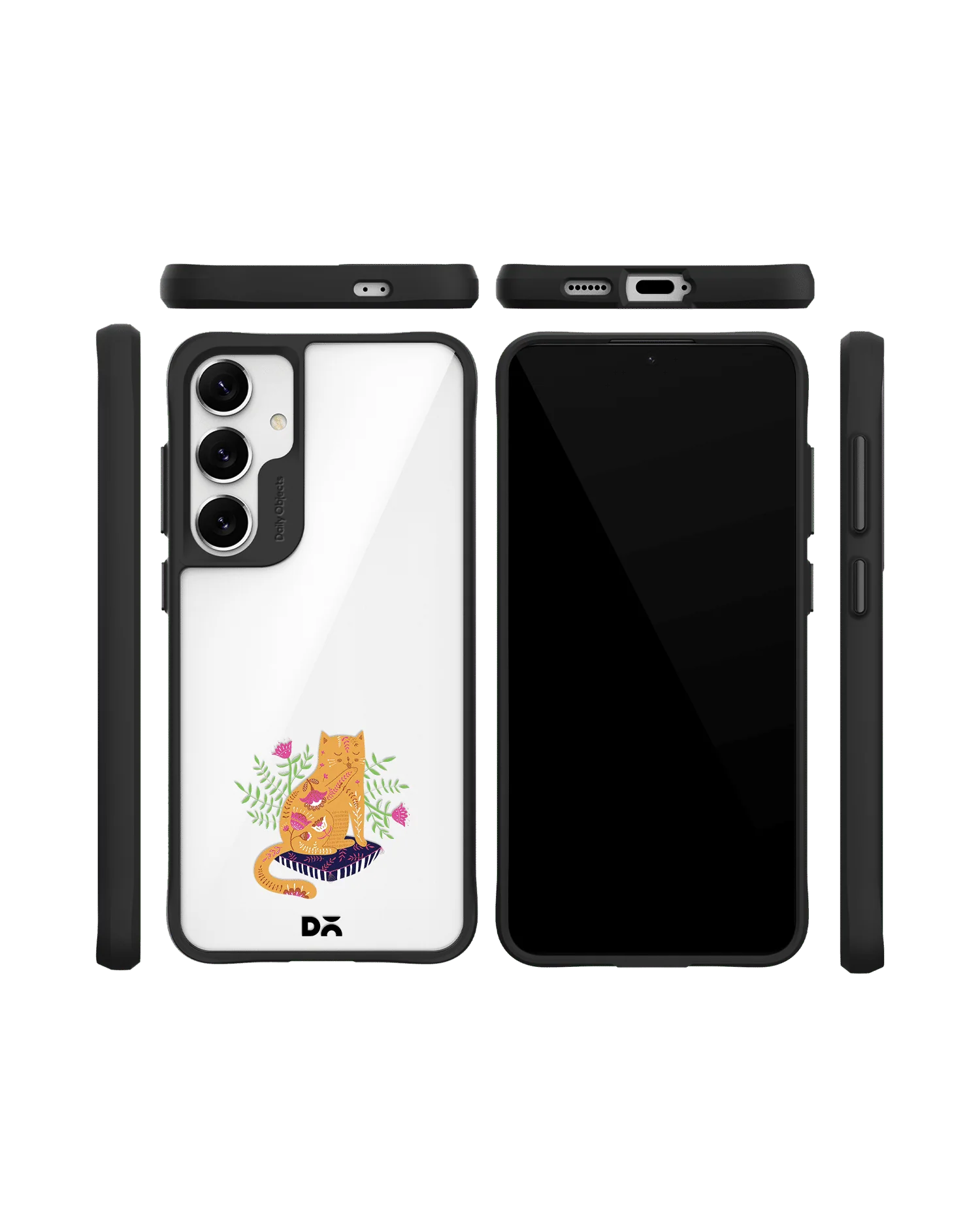 Happy Kitty Black Hybrid Clear Case Cover For Samsung Galaxy S24 - Image 10