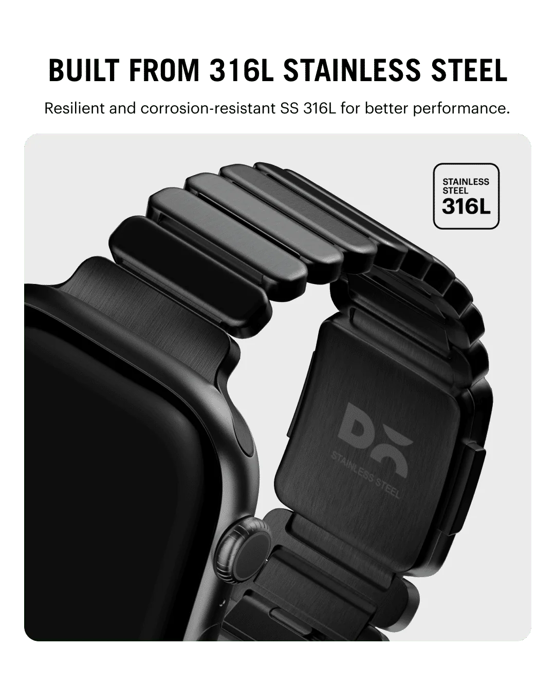 Noir Link Steel Apple Watch Band - Image 11
